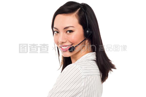 微笑迷人的呼叫中心经理